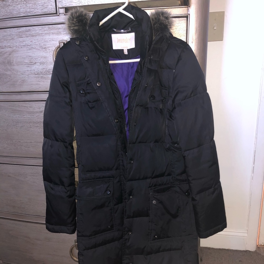 Laundry Bubble Coat Real Fur Trim Tipped Fox Fur